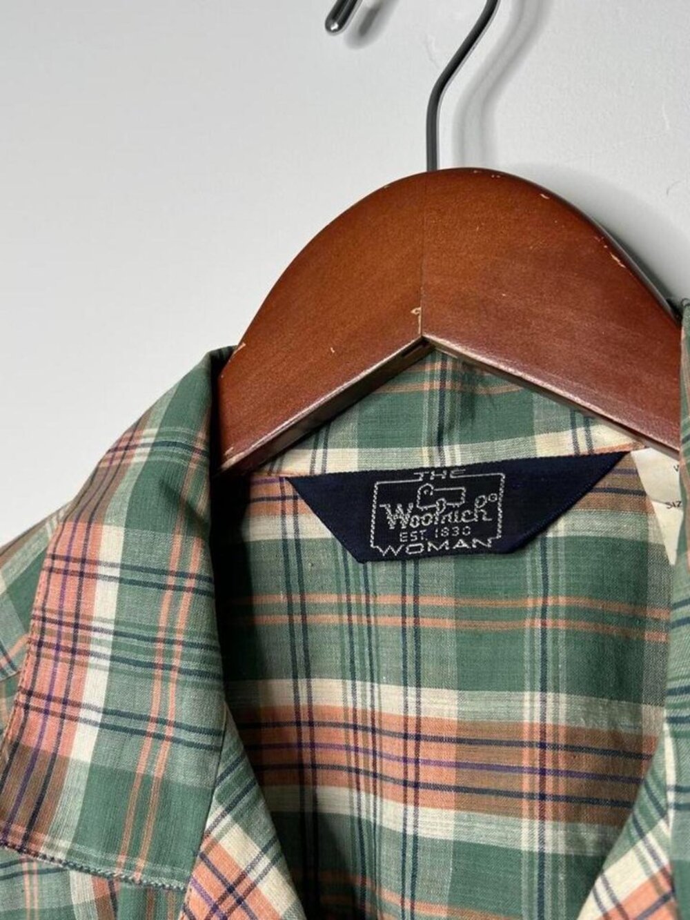 The Woolrich green and pink plaid short sleeve button up size 12 - Picture 4 of 5